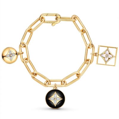  Louis Vuitton B Blossom Monogram Pendant Black Onyx White MOP Detail Women' Spring New Diamond Chain Bracelet Q95757