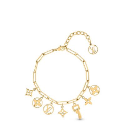  Louis Vuitton Roman Holidays LV Circle Signature Monogram / Key Charms Female Yellow Gold Chian Bracelet