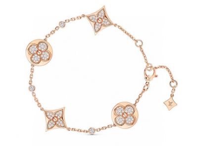 Louis Vuitton Color Blossom BB Multi-Motifs Monogram Paved Diamonds Charms Female 2022 New Rose Gold Chain Bracelet Q95650