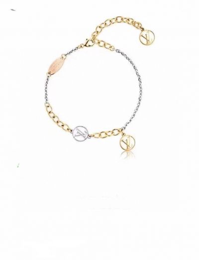 Louis Vuitton LV Logomania M68077 LV Circle Charm Silver & Yellow Gold Two-tone Chain Bracelet For Women