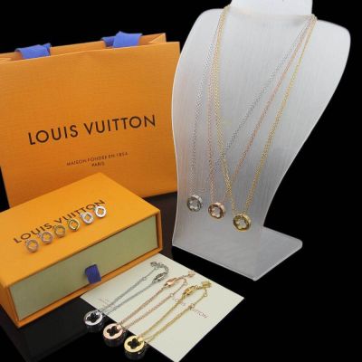 Louis Vuitton Empreinte Monogram Single Cutwork Circle Flower Pendant Double Link Chain Bracelet Silver/Gold/Rose Gold Q95619