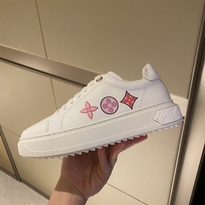Ladies' White Leather Pink Monogram Motif Thick Sole -  Louis Vuitton Time Out Sneaker Website Online