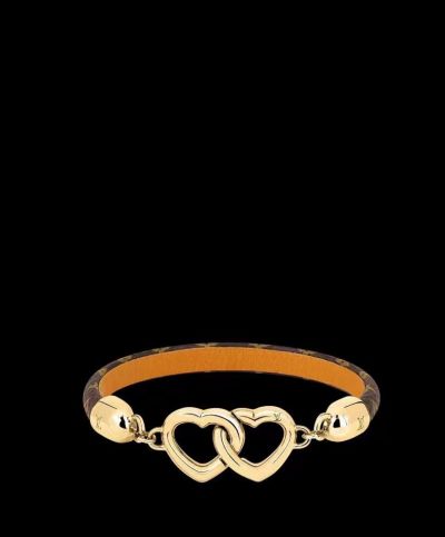  Louis Vuitton Say Yes Monogram Canvas Double Interlocking Golden Heart Decoration Fashion Bangle For Ladies M6758E