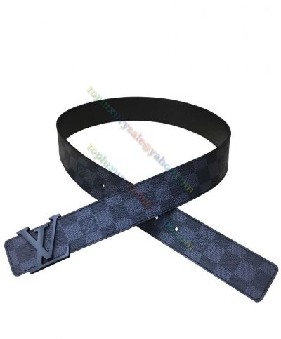 Best Discount Louis Vuitton Black Metal LV Initiales Buckle Damier Pattern Black Canvas & Leather  Reversible Belt 40MM