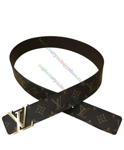 2022 Price Louis Vuitton LV Initiales Brass Pin Buckle Monogram Coating Brown Canvas & Leather Reversible Belt For Men 