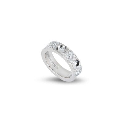  Louis Vuitton Empreinte 6 Inverted Studs Three Rows Diamonds Band Ring Women Shion Jewellery Q9A01A