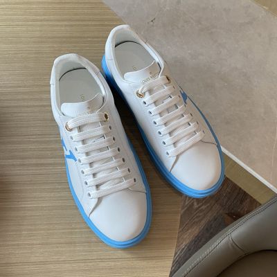 Ladies' 3D Monogram Pattern Blue Rubber Sole White Leather LV Print - Shop Exclusive  Louis Vuitton Time Out Sneaker