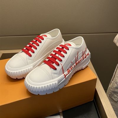 Ladies' Red Brand Signature & Shoelace White Leather Rubber Sole - Shop Exclusive  Louis Vuitton Squad Sneaker