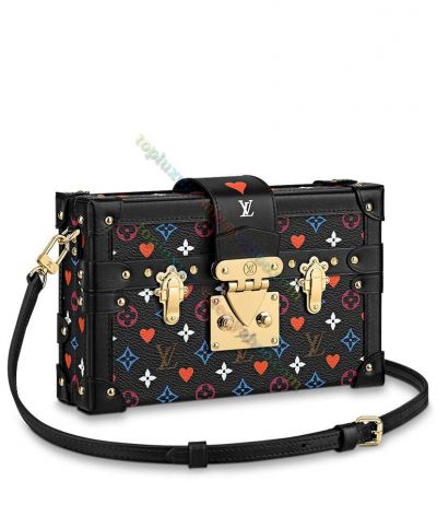 Women's Louis Vuitton Game On Petite Malle Multicolor Monogram Pattern Box-shaped 2022 Black Canvas & Leather Shoulder Bag