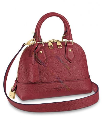 Louis Vuitton Neo Alma BB Monogram Embossing Rounded Top Handle Red Cowhide Leather Totes Women Shoulder Bag 