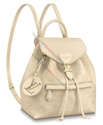  Louis Vuitton Monogram Montsouris Creme Cowhide Leather Embossing Female High End Backpack M45397