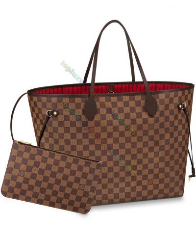  Louis Vuitton Neverfull Damier Brown Canvas Logo Signature Best Quality Women's Tote Bag N41357