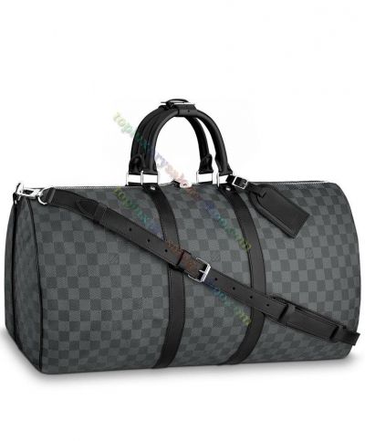 Celebrity Same Louis Vuitton Keepall 55 Damier Pattern Graphite Canvas Silver Hardware  Shoulder Bag Sale Online N41413