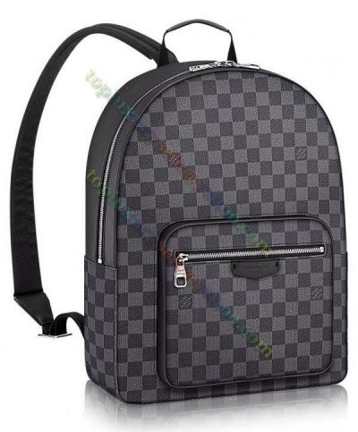 Louis Vuitton Josh Damier Printing Silver Zipper Pocket Male Black Canvas & Leather Backpack 2022 Price UK