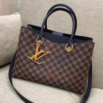  Louis Vuitton Damier LV Riverside Epi-textured LV-shaped Charm Brown Canvas Tote Bag For Ladies N40050
