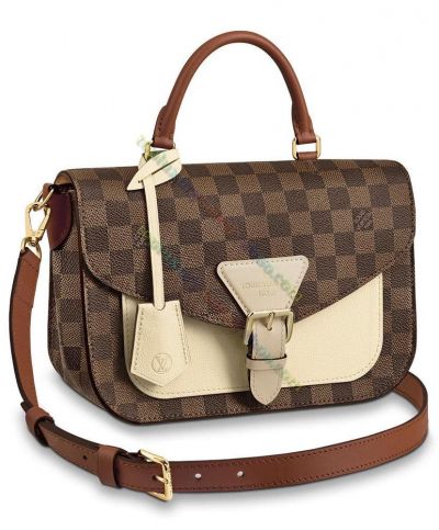 2022 Louis Vuitton Beaumarchais Medium Damier Coated Brown Canvas & Beige Leather Female Buckle Crossbody Bag