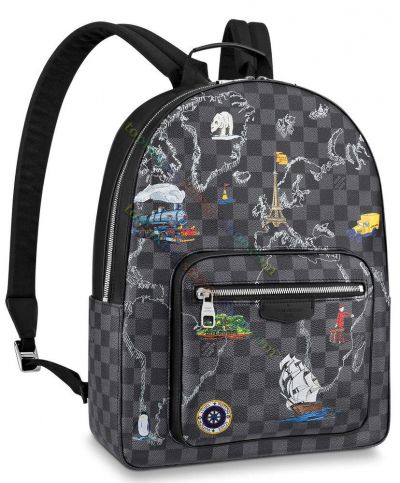 Louis Vuitton Damier Josh World-map Printing  Coated Graphite Canvas Low Price Backpack For Men Sale Online