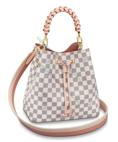  Louis Vuitton Neonoe MM Damier Motif Leather Braid Handle Drawstring Closure 2022 Best Female Canvas Bucket Bag N40344