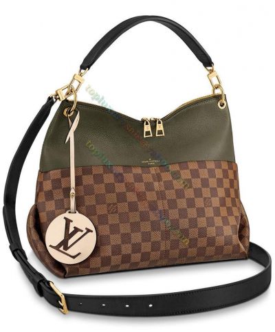 Louis Vuitton Damier Maida LN Pendant Green Leather & Brown Canvas Patchwork 2022 Latest Tote Bag For Ladies 