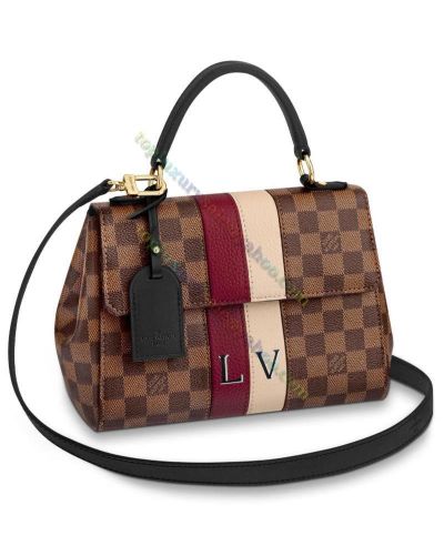 Louis Vuitton Damier Bond Street Bicolor Band Design LV Signature Single Flat Top Handle Women Flap Shoulder Strap Low Price Brown  Handbag