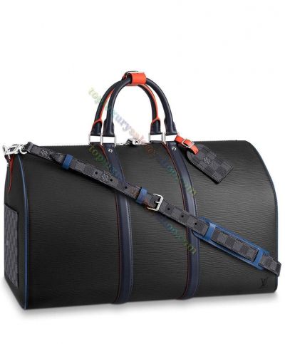  Louis Vuitton Keepall Bandouliere 50 Damier Coated Canvas Men Black Epi Leather High Quality Tote Bag For Travel