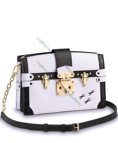  Louis Vuitton Trunk Clutch White Epi Leather Two Compartments Golden Hardware Female Chain 2022 Top Sale Crossbody Bag