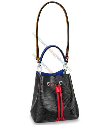  LV Neonoe BB Women Black Epi Leather Red Drawstring Decomation Single Top Handle Bucket Bag Online M52853