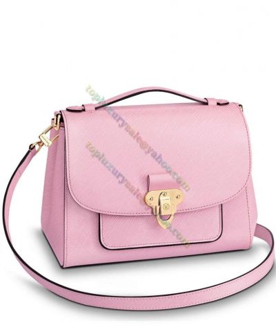 Louis Vuitton Boccador Pink Epi Leather Flat Top Handle Golden Lock Female Timeless Style Flap Crossbody Bag