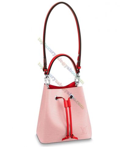 Louis Vuitton Neonoe BB Interlocking LV Embossing M53609 Female Pink Cowhide Leather Sweet Style  Bucket Bag