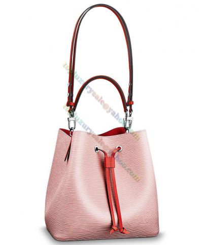 Celebrity Same Louis Vuitton Neonoe MM Pink Epi Leather Drawstring Closure Female Tote Bag  M54370 2022 Fashion Bucket Bag