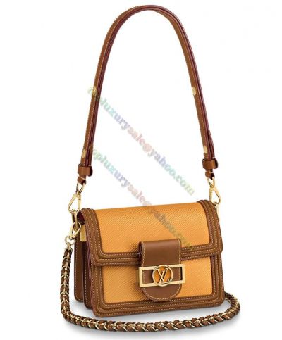 2022 Louis Vuitton Mini Dauphine Brown & Yellow Epi Leather Patchwork Spring Fashion Chain Shoulder Bag For Ladies