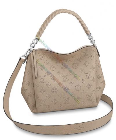  Louis Vuitton Monogram Babylone Chain BB Top Handle Light Grey Mahina Leather Women Shoulder Bag M51224