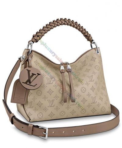  Louis Vuitton Beaubourg MM Perforated Monogram Pattern Light Grey Mahina Leather Female High End  Hobo Bag M56084