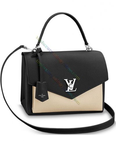  Louis Vuitton My Lockme Front Open Pocket Silver Logo Buckle Female Balck & White Patchwork Shoulder Bag Online
