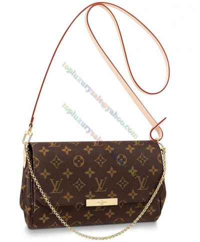 Louis Vuitton Favorite Monogram Pattern Slim Beige Leather Strap Female Flap Precious  Golden Chain Crossbody Bag Online