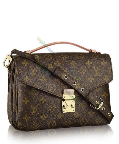 Louis Vuitton Monogram Pochette Metis S-lock Closure Single Flat Handle Female Retro Brown Canvas Flap Crossbody Bag M44875