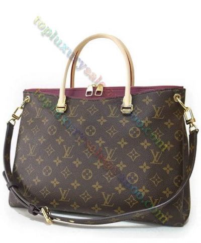 Louis Vuitton Pallas Purple Leather Detail Monogram Pattern Brown Canvas Female Hot Selling Shoulder Bag 