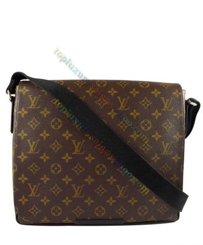 Best Quality Louis Vuitton Monogram District Male Brown Canvas Back Zipper Pocket Flap Messenger Bag Best Crossbody Bag