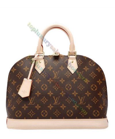 Louis Vuitton Alma Monogram Pattern Golden Padlock Women Brown Canvas Beige Leather Patchwork 2022 Best Tote Bag