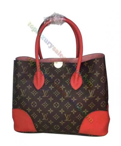 Louis Vuitton Flandrin Monogram Pattern Red Leather & Brown Canvas  Women Classic Tote Bag For Sale Sydney 
