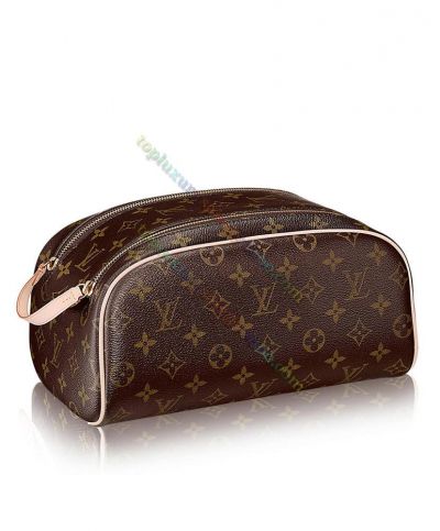 Copy Louis Vuitton Monogram Brown Canvas Double Zipper Female Classic 2022 Popular Opening Toiletry Bag