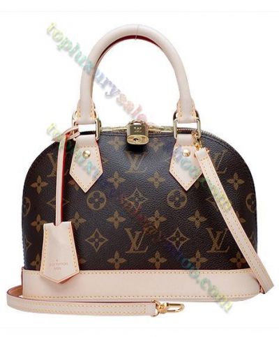  Louis Vuitton Monogram Alma Beige Leather Detail Rounded Top Handles 2022 Latest Female Brown Canvas Tote Bag