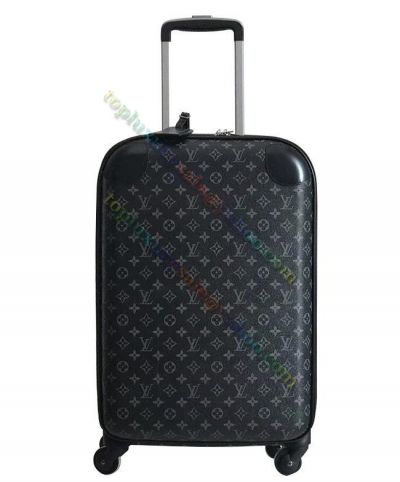  Louis Vuitton Horizon 50 Monogram Coated Black Canvas Smooth Leather Patch Detail Unisex 2022 New Rolling Luggage