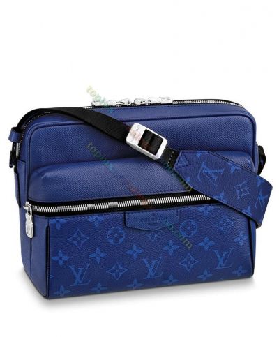 Louis Vuitton Outdoor Monogram Coated Canvas Flower Pattern Men Taiga Leather Zipper Pocket Messenger Bag M30242