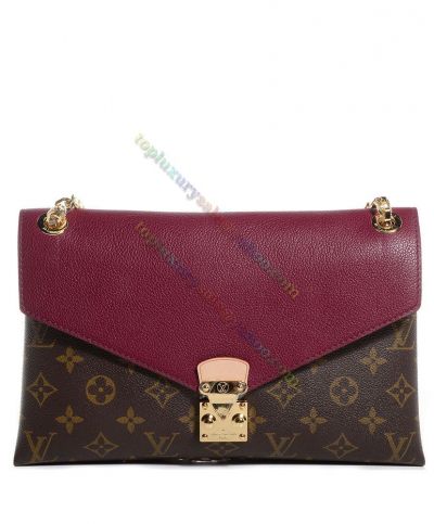  Louis Vuitton Pallas Monogram Coated Brown Canvas & Purple Leather Patchwork Crossbody Bag Havane Chain Bag