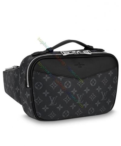 Clone Louis Vuitton Monogram Bumbag Explorer Double Silver Zipper Closure Black Leather & Canvas 2022 New Style Men Belt Bag
