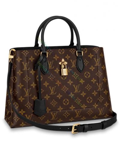 Louis Vuitton Flower Tote Yellow Gold Padlock Black Leather Top Handle Brown Canvas Tote Bag For Ladies M43550