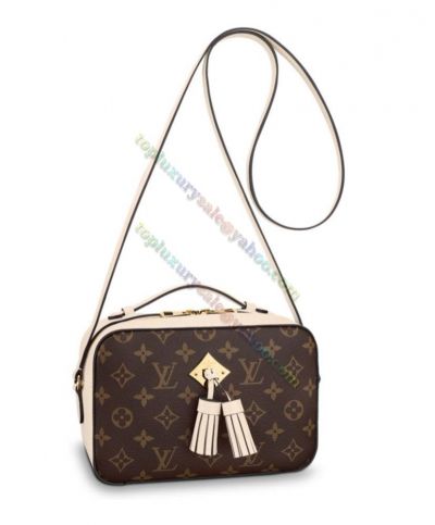  Louis Vuitton Saintonge Monogram Pattern Tassels Trimming Women Beige Leather Brown Canvas  Crossbody Bag Online