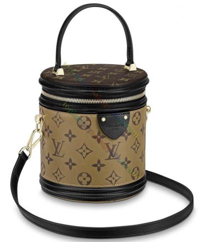 Louis Vuitton Cannes M43986 Monogram Brown Canvas Beauty Case Design Single Top Handle Zipper Closure Women Bucket Bag