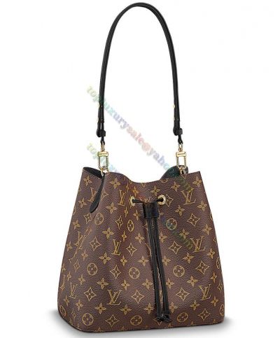  Louis Vuitton Neonoe Brown Monogram Coated Canvas Motif Female Fashion Drawstring Closure Bucket Bag M44020